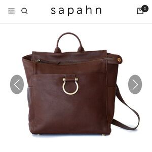 BNWT Sapahn Mini Natasha Convertible Crossbody in Walnut Raw Leather 🐻🤎
